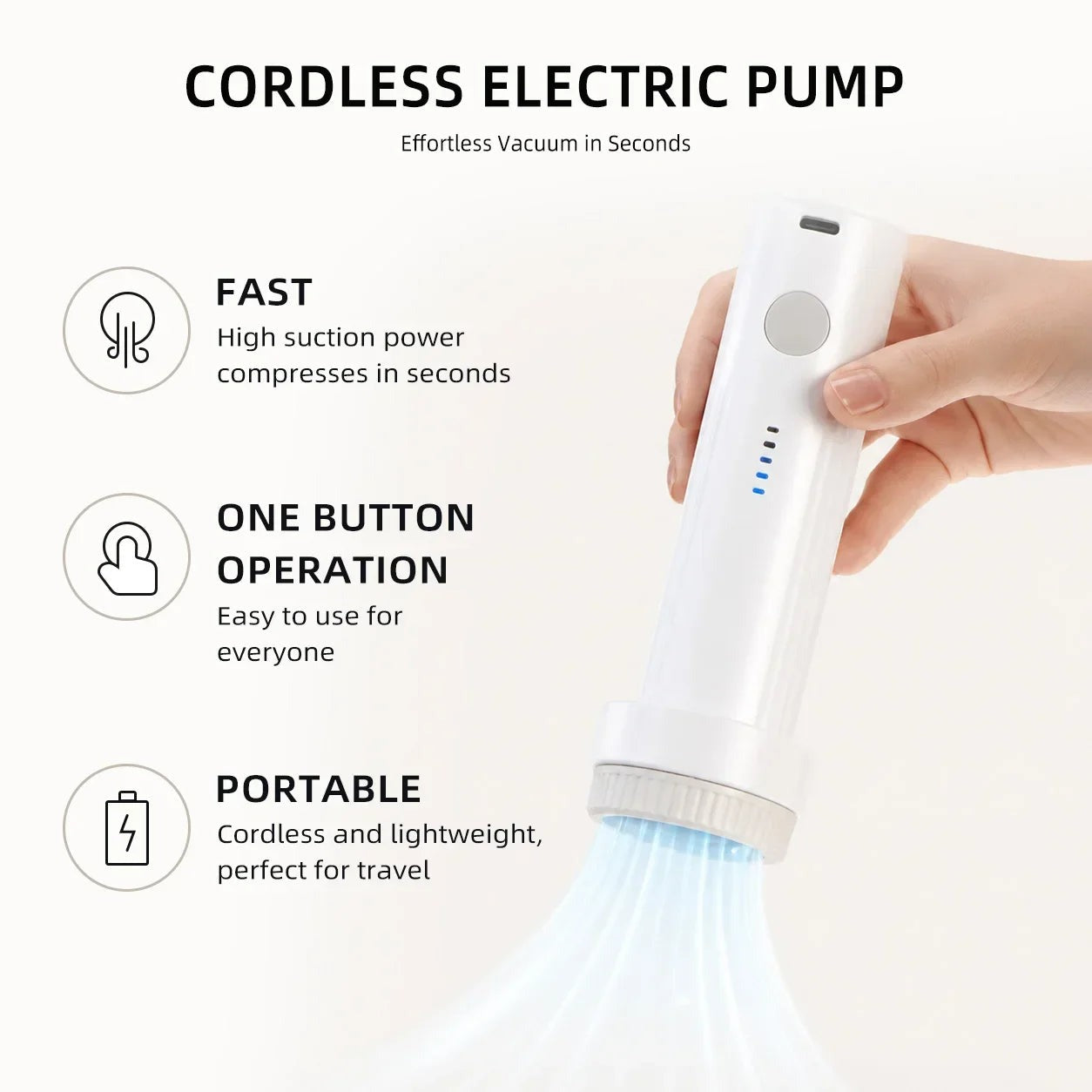Cordless rechargeable USB-C electric pump